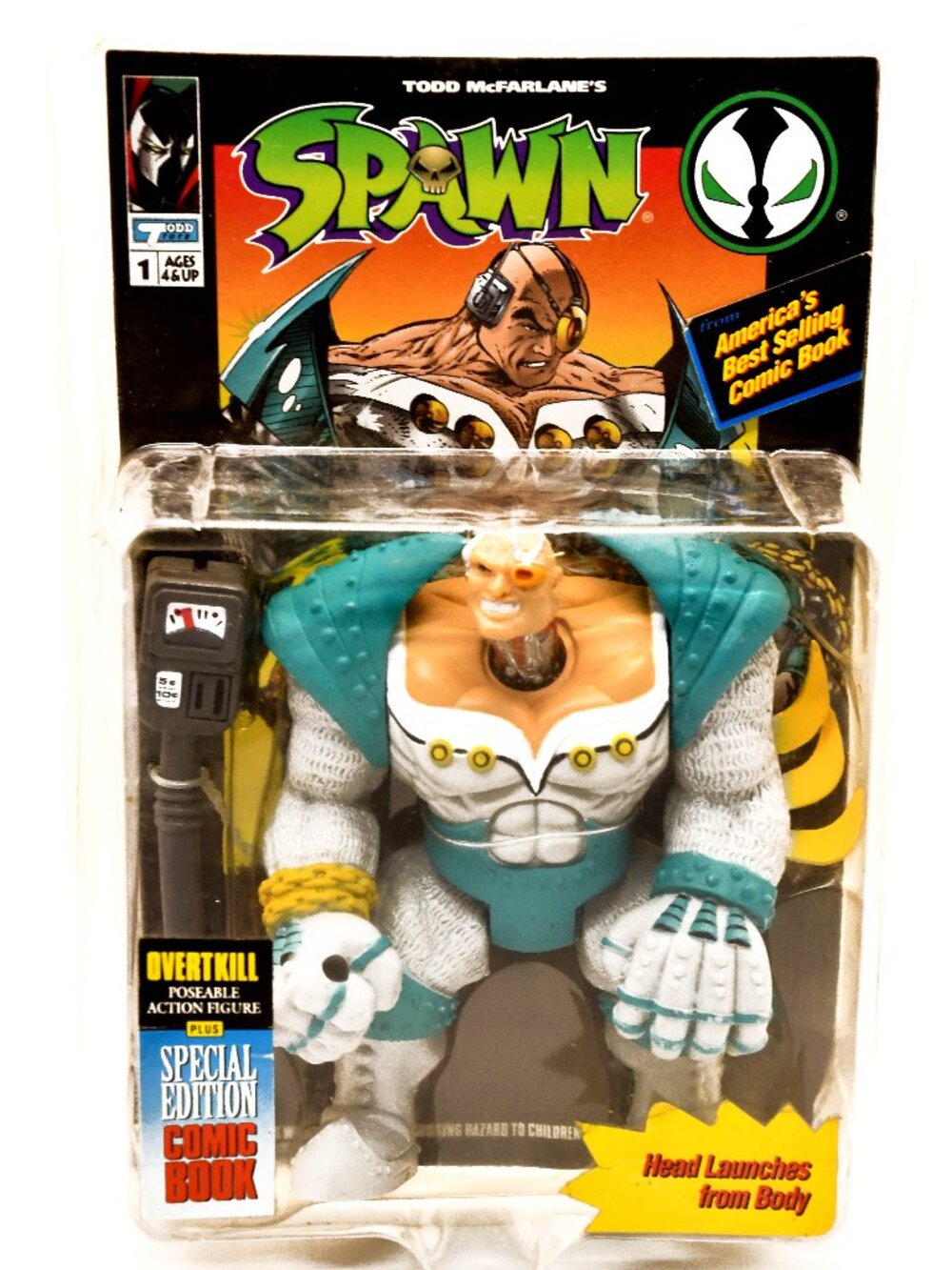 Spawn Overtkill Action Figure With Special Ed Comic 6" 1994